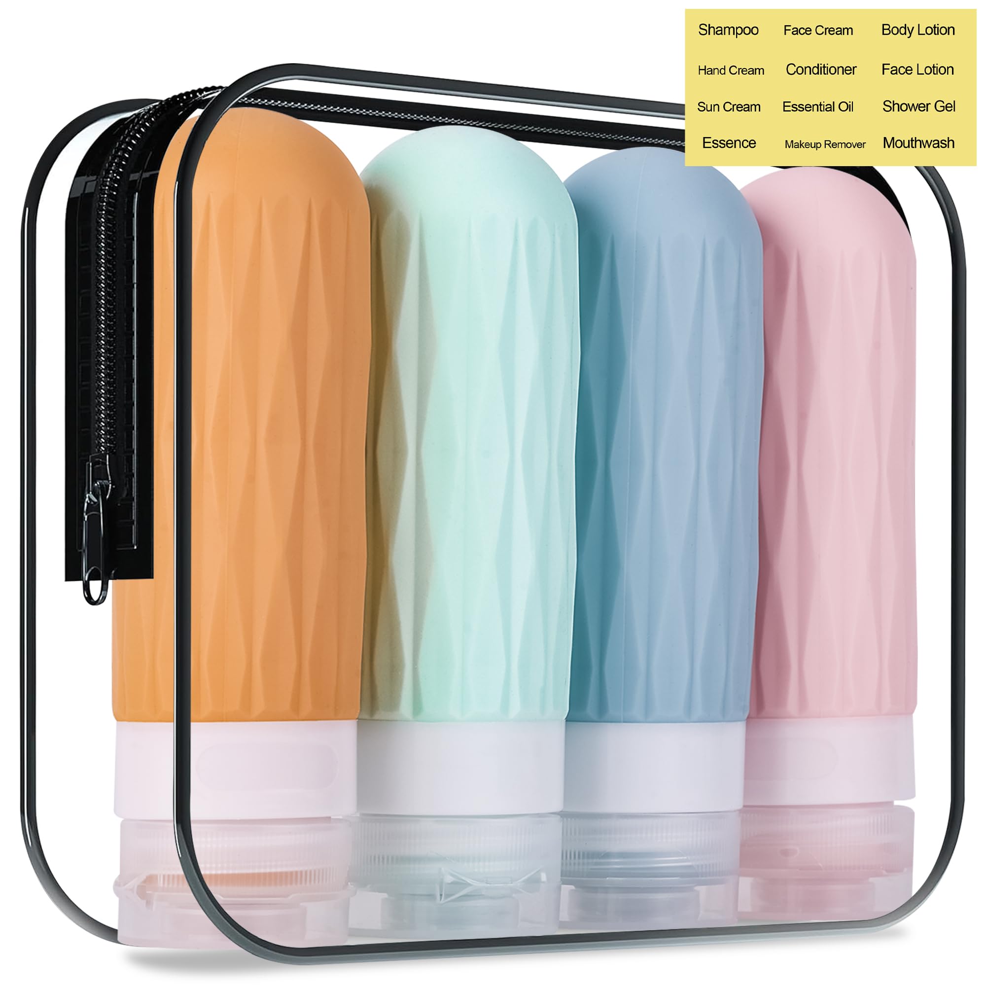 TSA Approved Travel Size Containers 3oz  (Colorful)