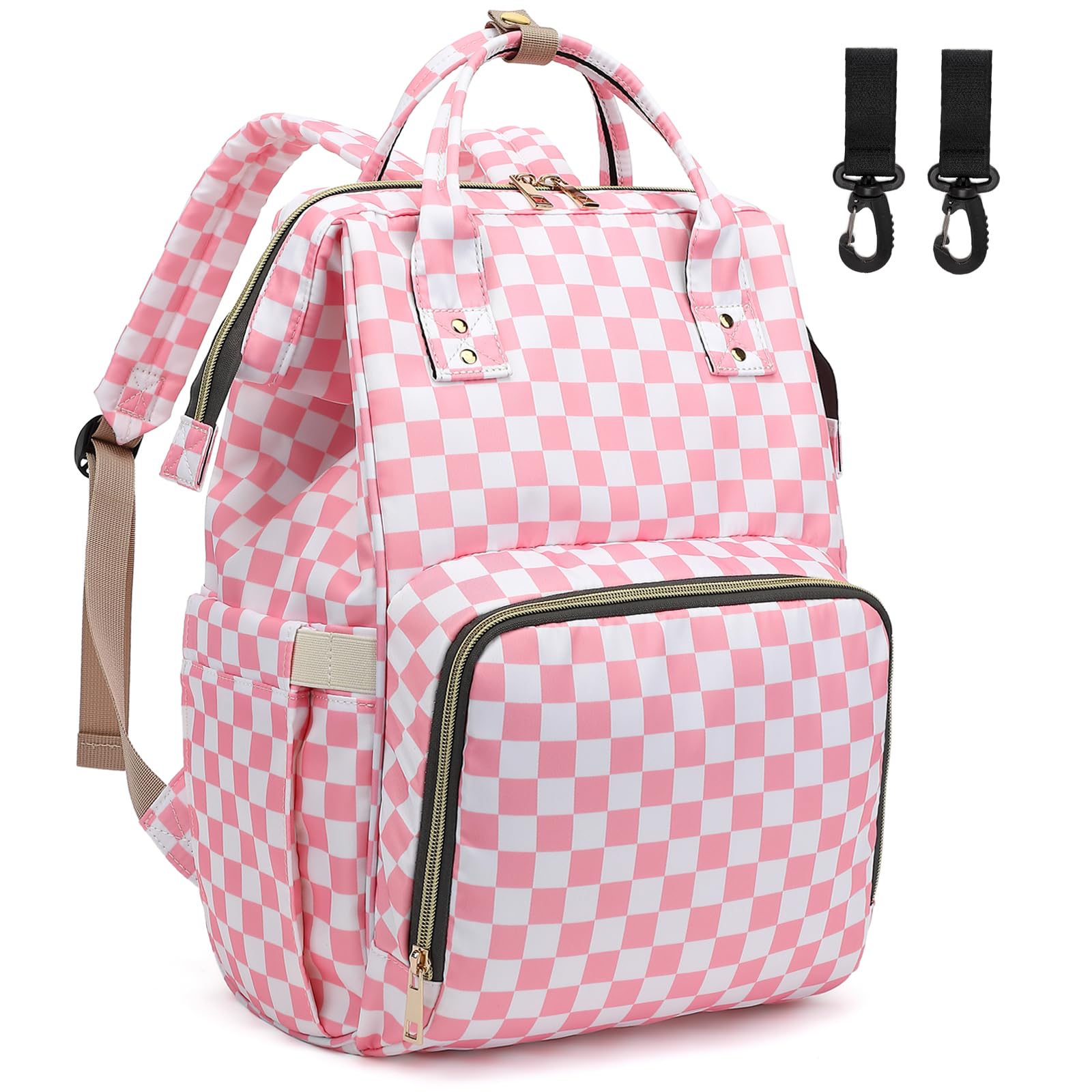 Dezcrab Checkered Pink Large Waterproof Maternity Backpacks